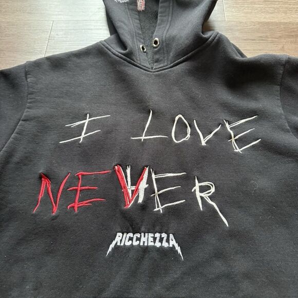 Ricchezza I Love NevHer Hoodie Size Large Rich Off My Exes 2020 Rare Black - Picture 6 of 10